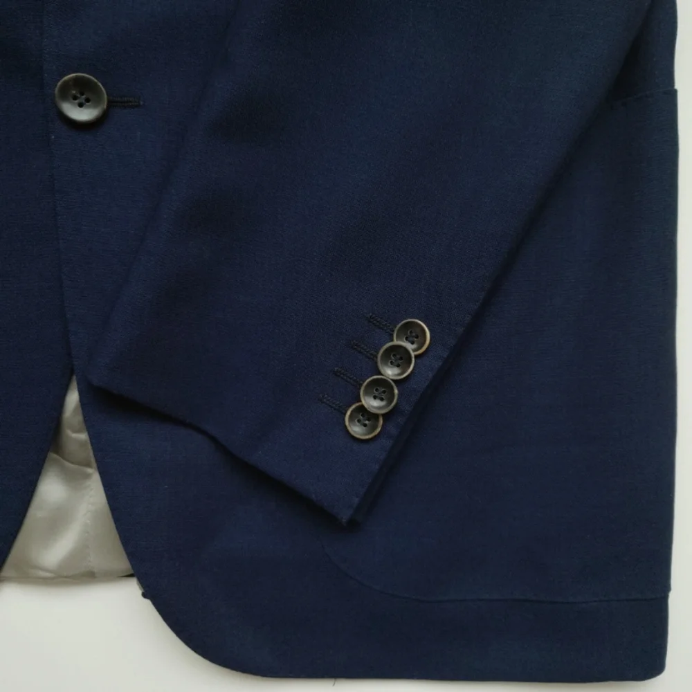 EREDI PISANO Lana Wool Navy Blue Loro Piana Fabric Jacket Blazer size IT 48